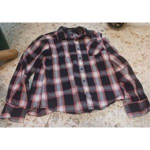 Shouthouse Men's Shirt Button-Up Long Sleeve Large Red & Black Plaid